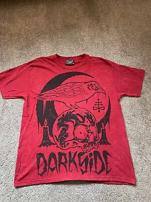 Buy Darkside Clothing Tshirt Men’s XL Acid Wash Red Gothic Graphic Skull/Raven • 15£