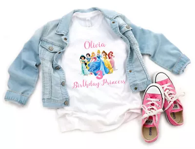 Buy Custom Princess T-Shirt, Disney Princess Shirt, Birthday Girl Shirt, Princess Te • 17.29£