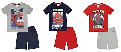 Buy Marvel Pyjama Kids Spiderman Printed Cotton T-Shirt Short Pant Nightwear Set New • 7.92£