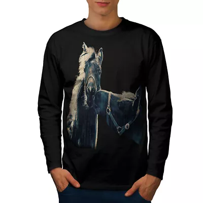 Buy Wellcoda Animal Friendship Mens Long Sleeve T-shirt, Horse Graphic Design • 17.99£