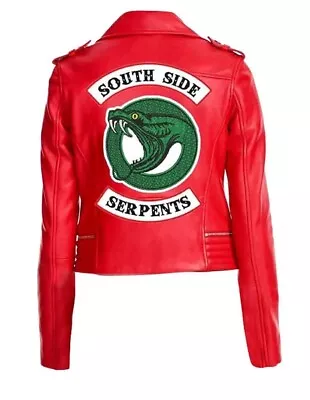 Buy Women's Red Riverdale Southside Serpents Cheryl Blossom Leather Jacket • 42.75£