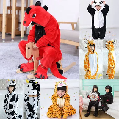 Buy Kids Boys Girls Panda Tiger Cosplay Costume Plush 1Onesie Jumpsuit Pyjama Lounge • 13.67£
