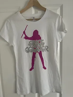 Buy Vintage Alice Cooper T Shirt 2008 White & Pink Womens XL Silver Glitter Rare VGC • 28£