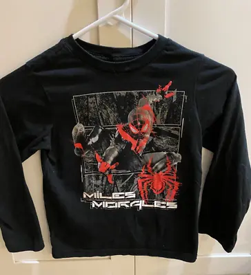 Buy Marvel ☆ Boys'  Miles Morales Spiderman Long Sleeve T-Shirt ☆ Size XS Black • 10.05£