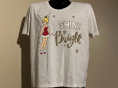 Buy TINKERBELL Walt Disney SHINE BRIGHT Women's XMAS Glitter Baggy Shirt 2XL Relaxed • 14.40£