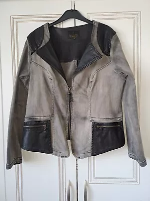 Buy BBP Grey Denim & Faux Black Leather  Jacket. Size 18. 46 Inch Bust • 6.99£