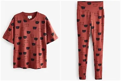 Buy Next Ladies Cute Cat Faces Design Cotton Leggings Pyjamas Loungewear - Sz 16 • 27.99£