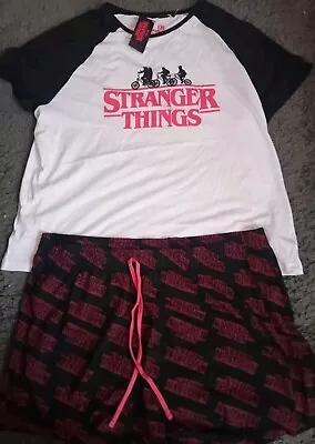 Buy Ladies F&f ' Stranger Things ' Shorts & T-shirt Pyjamas Pjs Bnwt 20-22  (e) • 12.99£