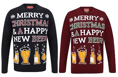Buy Unisex Adults Happy New Beer Knitted Christmas Jumper ~ Small - 2XL • 22.99£