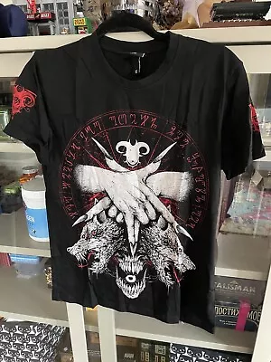 Buy Oversized Black XS T-shirt Devil On Both Shoulders  Alternative  • 5£