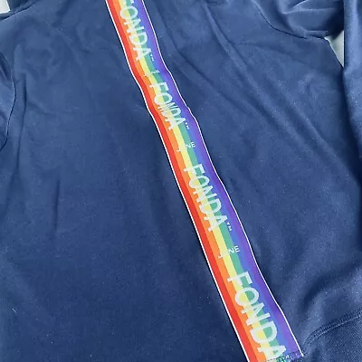 Buy Rainbow Hoodie Size XL Navy LGBTQ Pride Front Zip Jane Fonda • 25.58£