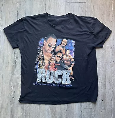 Buy WWE The Rock Black T-Shirt 3XL Faded Retro Band Tee Style Wrestling Cookin' • 19.99£
