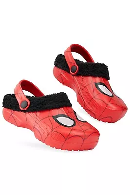 Buy Marvel Kids Boys Spiderman Winter Clogs Cosy Slip On Slippers Cosy Fleece Lining • 15.49£
