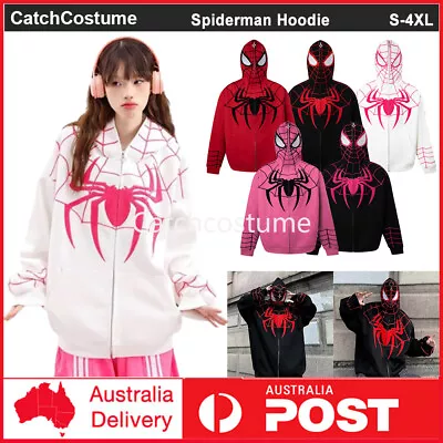 Buy Spiderman Hoodie Jumper Mens Womens Teens 3D Printed Zipper Cosplay Sweatshirts • 25.69£