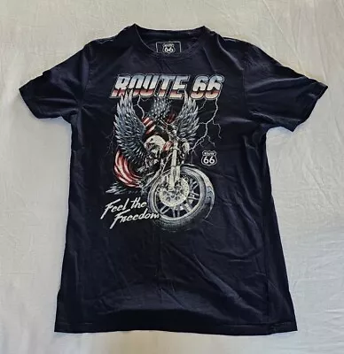 Buy Route 66 T Shirt - Mens Small - American Motorbike - Blue - Feel The Freedom • 9.99£