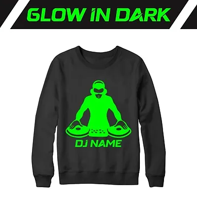 Buy Personalised DJ Name Sweatshirt Glow In The Dark Halloween Party Friends Gifts • 13.99£