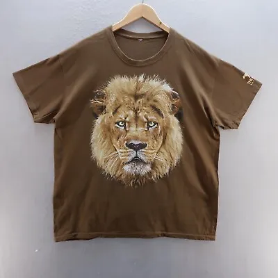 Buy Big Cat Sanctuary T Shirt XL Brown Graphic Print Lion Face Nature Wildlife Mens • 9.99£