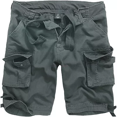 Buy Brandit Urban Legend Mens Cargo Shorts Vintage Cotton Travel Pants Anthracite • 41.95£