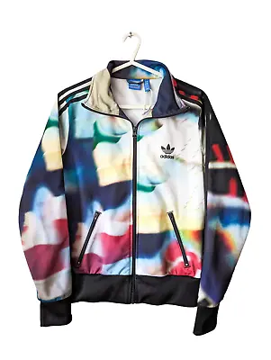 Buy Adidas Jacket Womens Size 10 Track Top All Over Print Chaos Multicoloured AX5993 • 34.99£