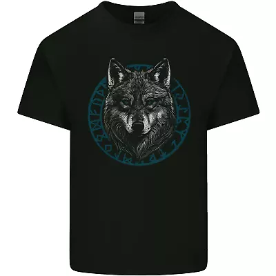 Buy A Wolf In Viking Symbols Text Valhalla Mens Cotton T-Shirt Tee Top • 10.98£