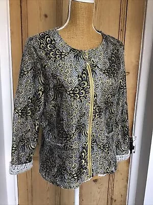 Buy Size L /14? Jacket Lightweight Gold Yellow Paisley Style Zip Up • 7.99£