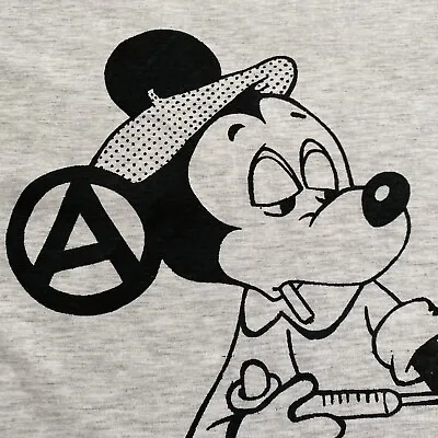 Buy Punk TSHIRT Anarchy Mickey Mouse Diabetic Fix-ADULT Image -Grey Tee- L XL Unisex • 19£