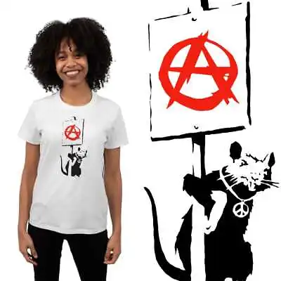 Buy BANKSY ANARCHY RAT Mens T-Shirt Tee Cool Street Graffiti Art Hipster Anarchist • 9.99£