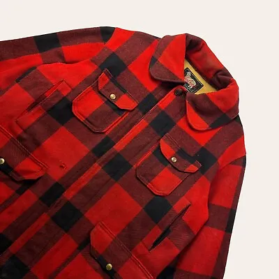 Buy Woolrich Vintage 50s Jacket Size 44 Wool Mackinaw Hunting Coat Buffalo Plaid Red • 79.99£