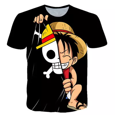 Buy Luffy One Piece T-Shirt Summer Short Sleeve Men Women Cartoon Basic Tee Tops • 6.60£