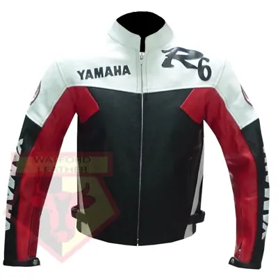 Buy Yamaha R6 Motorbike Black And Red Cowhide Leather Armored Lightweight Jacket • 149.99£