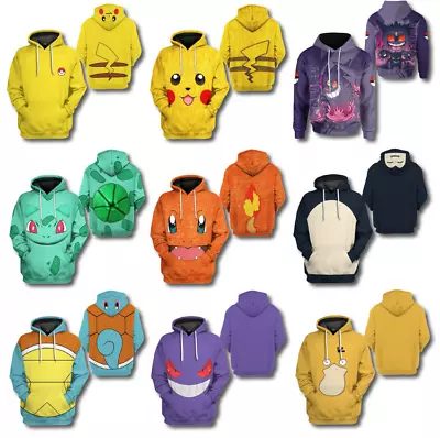 Buy 3D Hoodies Pokemon Lucario Rayquaza Gengar Bulbasaur Sweatshirts Jackets Coats • 13.09£