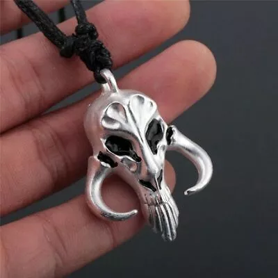 Buy Costume Play Mandalorian Skull Symbol Necklace Star Wars Pendant Jewelry Cosplay • 3.59£