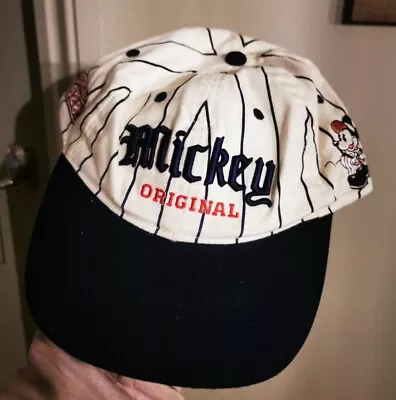 Buy Vintage Pin Striped Mickey Mouse Embroidered Baseball Cap Disney World 1928 • 12.99£
