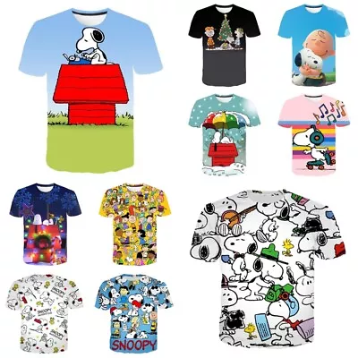 Buy Unisex Snoopy Cartoon 3D Casual Short Sleeve T-Shirt Tee Pullover Top Xmas Gifts • 8.39£
