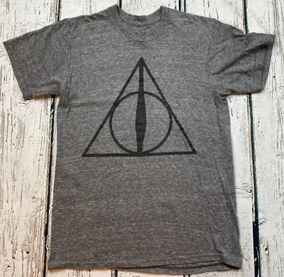 Buy Harry Potter Shirt Adult Small Deathly Hallows Logo Gray Graphic Print Mens • 9.91£