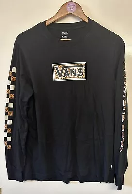 Buy VANS Womens Black Round Neck Long Sleeve T-Shirt & Leopard Print Top UK Size XL • 7.50£