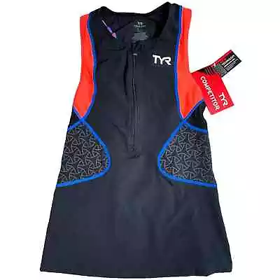 Buy TYR Competitor Womens Tri Singlet Tank Top - Black Coral Blue - Size Small - $66 • 24.58£