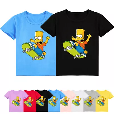 Buy Children The Simpsons Casual T-shirt Kids Unisex Short Sleeve Top Tee Blouse UK • 9.79£