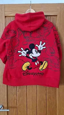 Buy Disneyland Paris Red Zip Up Hoodie Mickey Mouse Graphic Size L Ladies • 18£