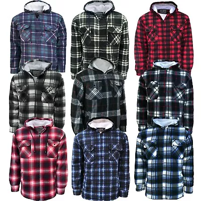 Buy Mens Lumberjack Sherpa Fur Fleece Lined Hoodie Jacket Hooded Work Shirt BNWT • 16.99£