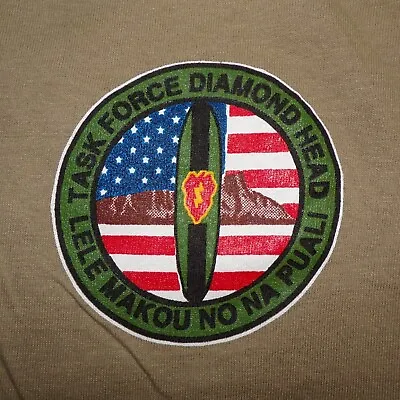 Buy US Army 25th Infantry Division Task Force Diamond Head Tan T-shirt Size MED • 9.64£