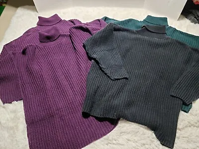 Buy Lot 4x 525 Hudsons Knit Heavyweight OSFA Turtleneck Ribbed Sweater Cotton VTG  • 53.03£