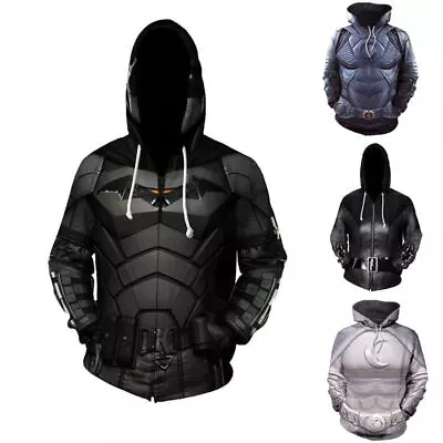 Buy Black Movie The Batman 3D Printed Hoodie Zip Up Jacket Pullover Coat Sweatshirts • 25.20£