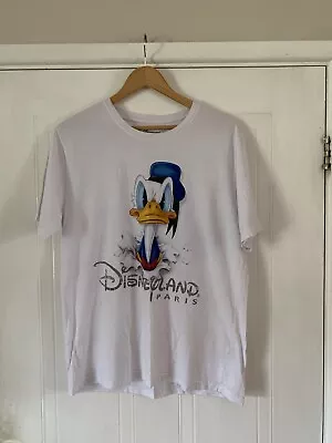 Buy Donald Duck Disneyland Paris White/ Blue Shirt Extra Large Double Side Graphic • 20£