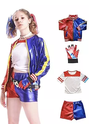 Buy Girls Cosplay Costume Suicide Squad Harley Quinn Halloween Fancy Costume Age 7-8 • 8.50£