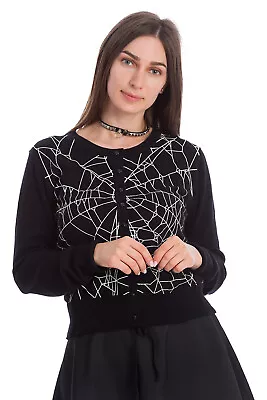 Buy BANNED Apparel Women's Black Gothic Punk Rockabilly Creepy Spider Web Cardigan • 39.99£