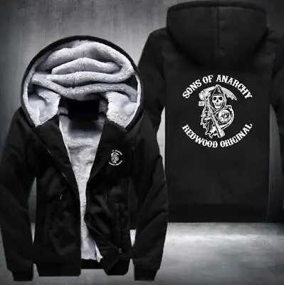 Buy Winter Men's Sons Of Anarchy Casual Hooded Zip Jacket Warm Baseball Jacket Coat • 30£