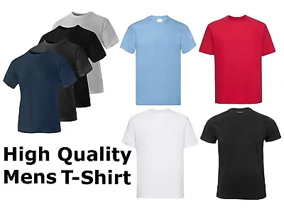 Buy Mens Plain Tee Shirts Cotton Crew Neck Short Sleeve T Shirts Regular Casual S-5X • 4.49£
