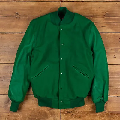 Buy Vintage JBS Apparel Varsity Jacket S 90s Bomber Wool USA Made Green Snap • 53.99£