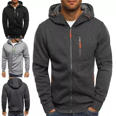 Buy Mens Winter  Zip Up Jumper Hooded Jacket Coat Hoodie Warm Sweatshirt UK • 11.38£